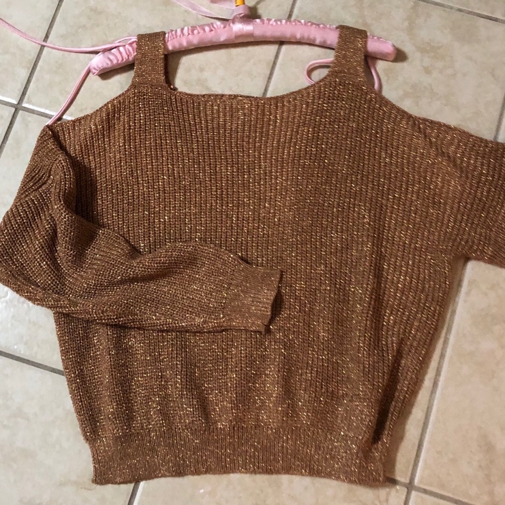Beautiful gold cold shoulder sweater